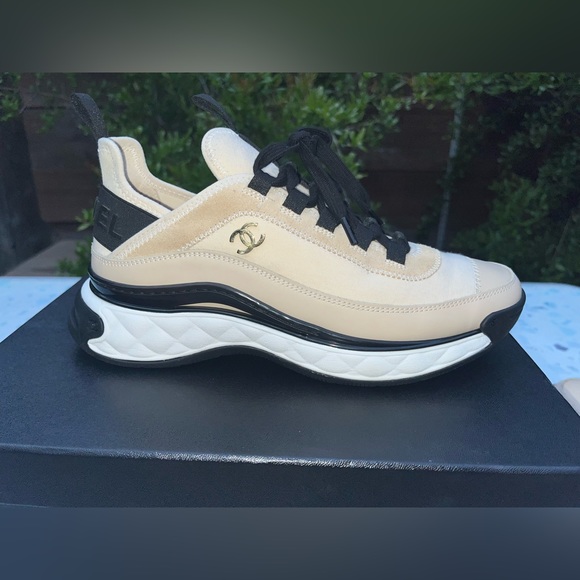 CHANEL Calfskin velvet trainers suede calfskin tpu sneaker G35617 Y53646 CC LOGO - Picture 4 of 16